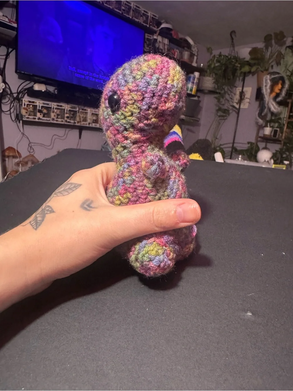 Handmade Multicolor Crochet Dinosaur Plush - Kids Stuffed Animal Toy